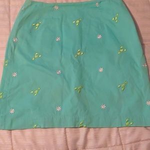 Vintage Lilly Pulitzer Lobster Daisy Teal Skirt